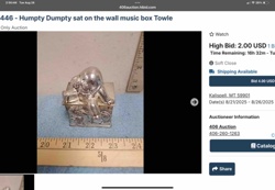 Humpty Dumpty 'Sat on the Wall' Music Box by Towle