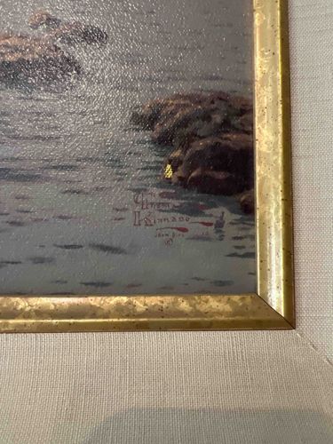 Framed Seascape Print with Thomas Kinkade Signature