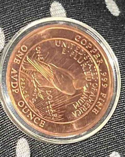 Peace Dollar Design .999 Fine Copper Bullion Round