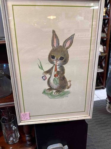 Vintage Framed Rabbit Print by Gig