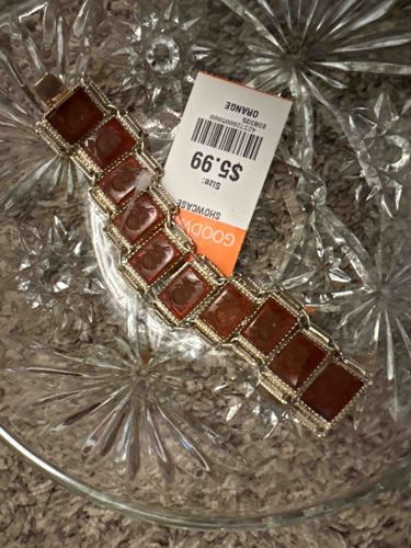 Vintage-Style Reddish-Brown Panel Bracelet
