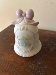 Precious Moments Porcelain Christmas Bell with Children Decorating Tree