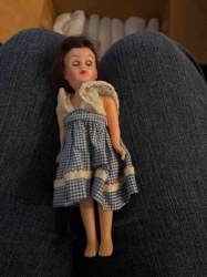 Vintage Hard Plastic Sleep-Eye Doll in Gingham Dress