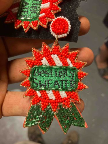 Ugly Sweater Themed Beaded Dangle Earring