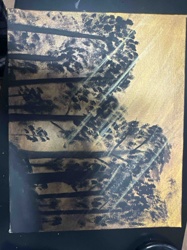 Abstract Tree Landscape Painting with Gold and Black Palette