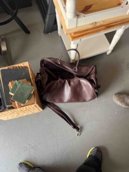 Brown Faux Crocodile Duffle Bag