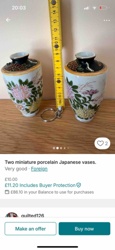 Pair of Miniature Japanese Porcelain Vases
