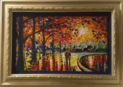 Autumn Park Scene Impasto Painting