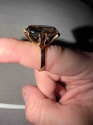 Vintage 10K Gold Cocktail Ring with Large Faceted Gemstone