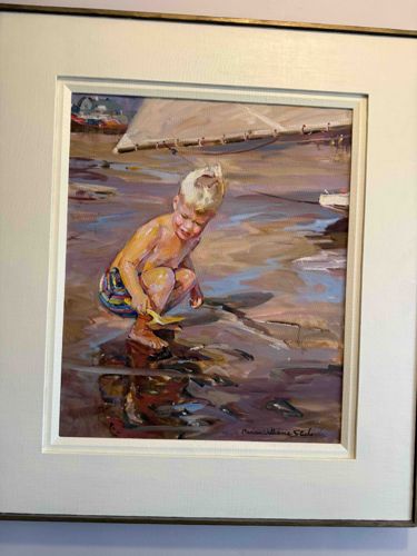 Painting of Boy Playing in Water by Marion Williams Steele