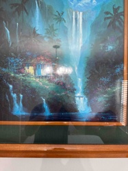 Framed Tropical Waterfall Landscape Art Print