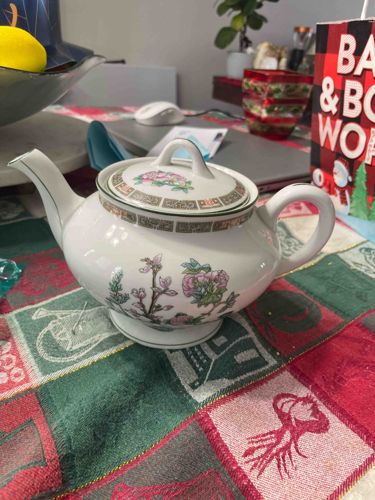 O.P.CO. Syracuse China Flowered Porcelain Teapot