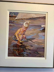 Painting of Boy Playing in Water by Marion Williams Steele