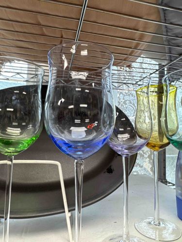 Multi-Colored Stemware Wine or Water Goblets