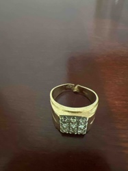 Men's Gold-Toned Ring with Inset Faceted Stones
