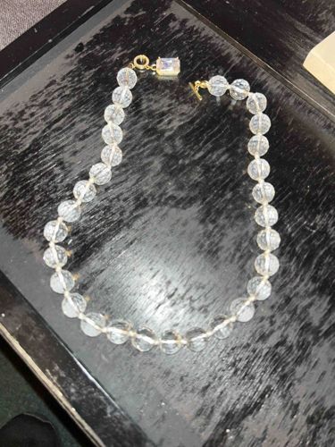 Faceted Clear Bead Necklace with Gold-Tone Toggle Clasp