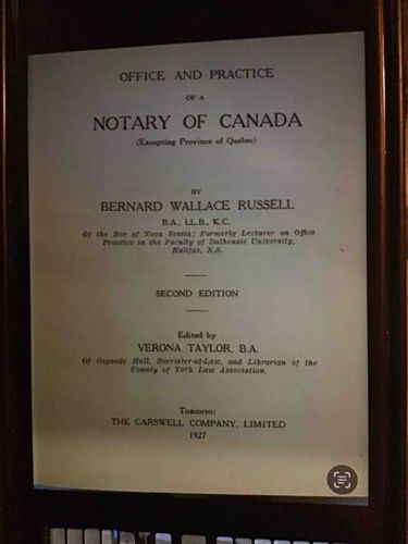 Office and Practice of a Notary of Canada (Excepting Province of Quebec) by Bernard Wallace Russell, 2nd Edition