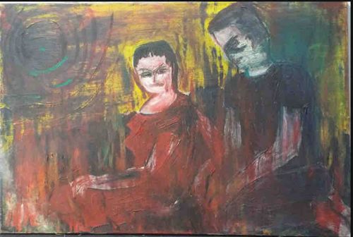 Untitled Expressionist Figurative Painting by Unknown Artist