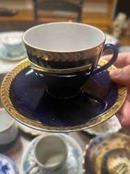 USSR-Era Cobalt Blue and Gold Demitasse Cup and Saucer