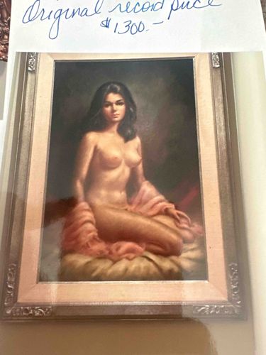 Framed Nude Female Portrait Painting