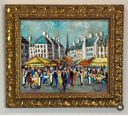 Urbain Huchet 'Parisian Street Scene' Original Oil Painting