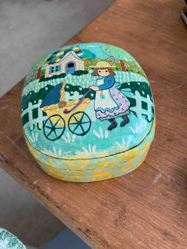Hand-Painted Folk Art Lidded Box