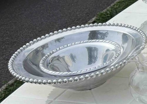 Set of Two Oval Beaded Edge Serving Bowls