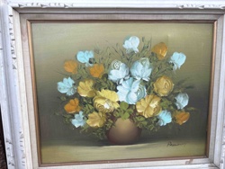 Floral Still Life Oil Painting with Ornate Frame (Signed 'Pascucci')
