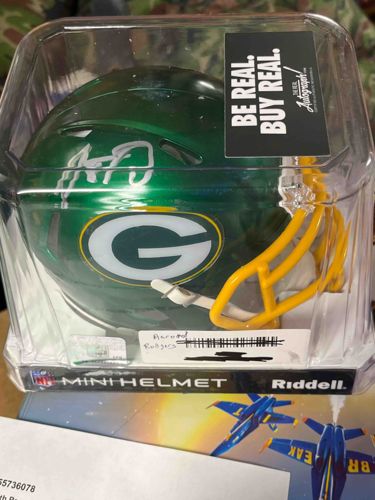 Autographed Aaron Rodgers Green Bay Packers Riddell Speed Mini Helmet