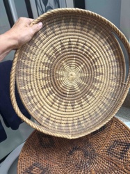 Coiled Woven Basket Tray with Handles