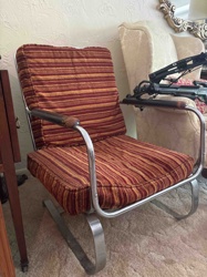 Milo Baughman Style Chrome Cantilever Lounge Chair