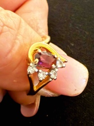 Amethyst and Cubic Zirconia Marquise Ring