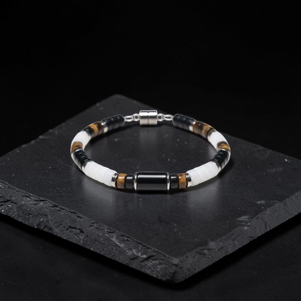 Submitted photo of Beaded gemstone and metal clasp bracelet