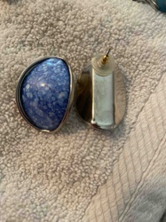 Blue Cabochon Post-Back Earrings