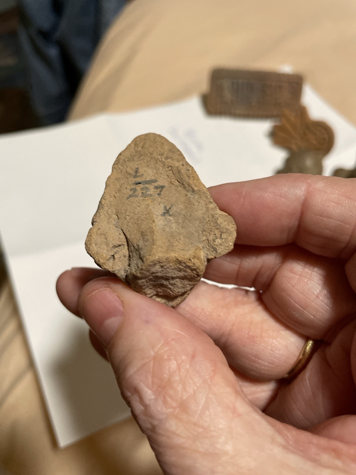 Submitted photo of Pre-Columbian style earthenware artifact fragment