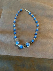 Blue Beaded Bracelet with Silver-Tone Accents