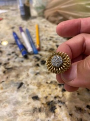Diamond and Gold "Sea Urchin" Style Brooch or Earring Component