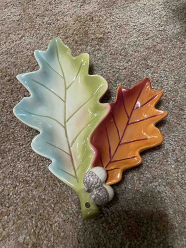 Ceramic Oak Leaf and Acorn Dish