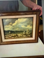 Framed Desert Landscape Oil Painting