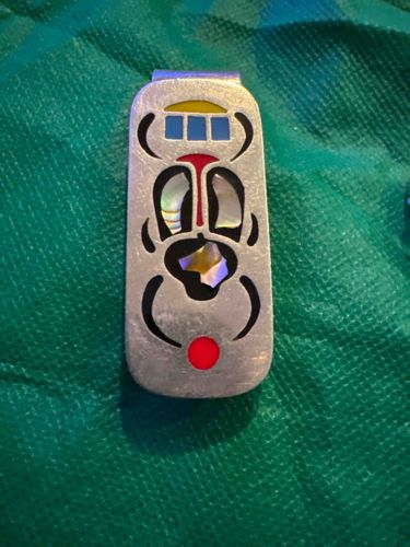 Mid-Century Modern Silver and Inlay Money Clip