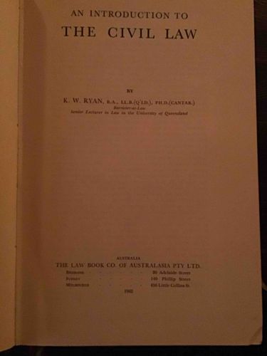 An Introduction to The Civil Law by K. W. Ryan