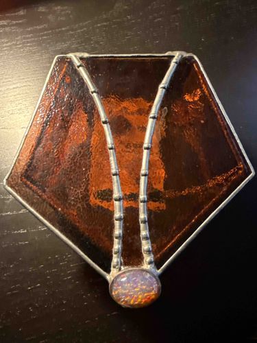 Art Glass Insect Wing Suncatcher with Opal Accent