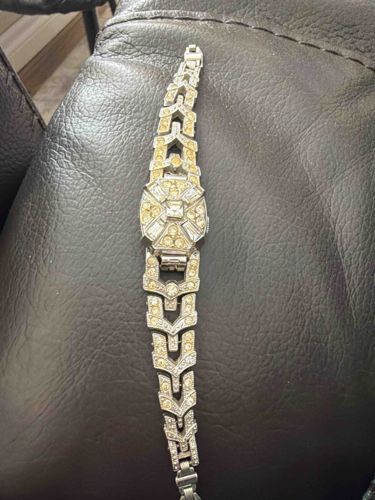 Vintage Art Deco Style Rhinestone Cocktail Watch / Bracelet
