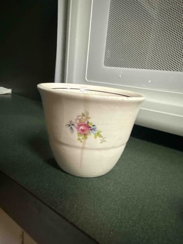 Vintage Floral Ceramic Planter or Utility Container