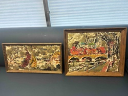 Pair of Framed Abstract Relief Artworks