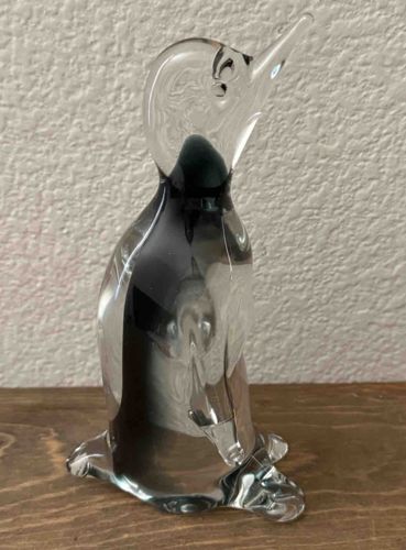 Sommerso Style Blown Glass Penguin Figurine