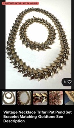 Trifari Pat Pend Set Goldtone Ivy Leaf Necklace