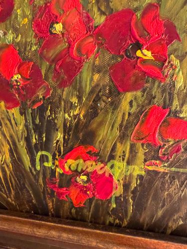 Impasto Floral Oil Painting (Poppies)