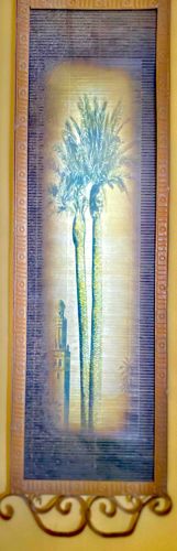 Lighted Palm Tree Wall Art with Wrought Iron Scrollwork