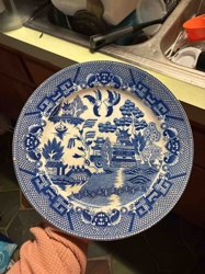 Blue and White Willow Pattern Dinner Plate